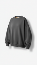 Graphite drop-shoulder crewneck relaxed silhouette